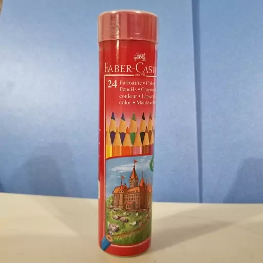 مداد رنگی 24 رنگ فلزی استوانه ای فابر کاستل