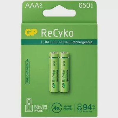 باتری نیم قلمی قابل شارژ 650 میلی آمپر GP مدل +ReCyko